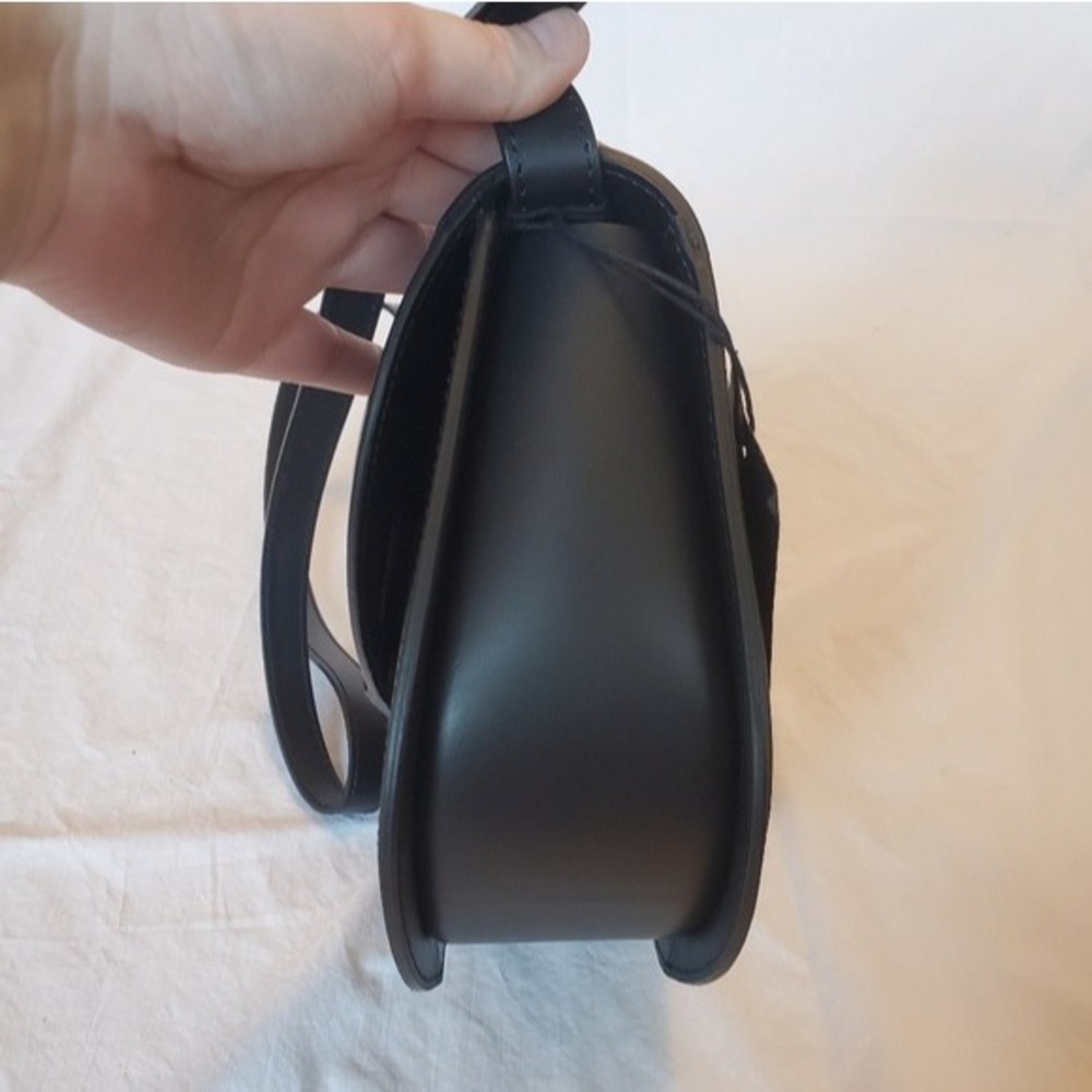 NWT Valentina Fiore Italian Black and Brown Leather Crossbody - Picture 9 of 16